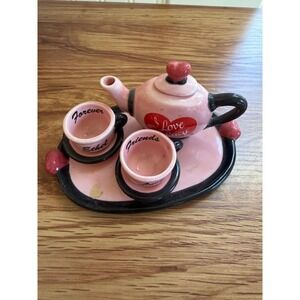 Vandor I Love Lucy Miniature Tea Set Forever Friends Pink Heart 6pc Set OS